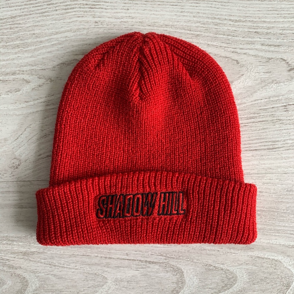 Shadow Hill red beanie hat toque one size red logo unisex never worn